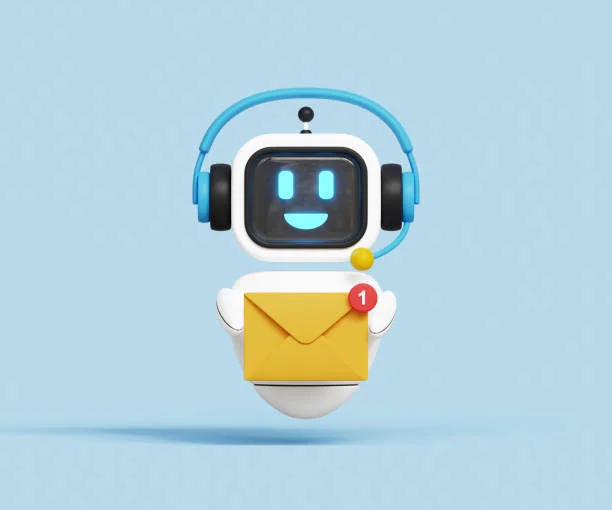 robot holding email