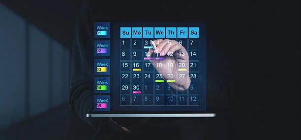 Digital calendar interface on laptop