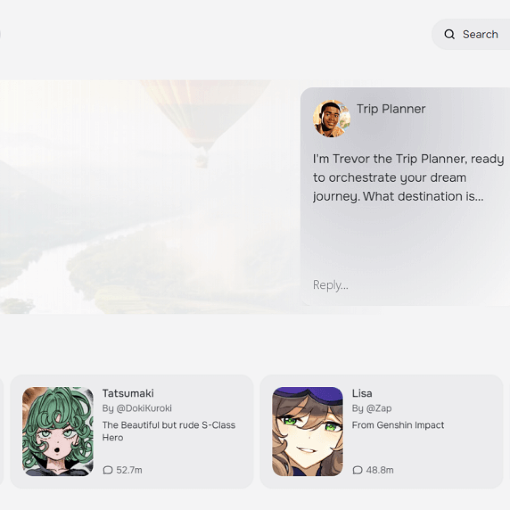 Character AI homepage