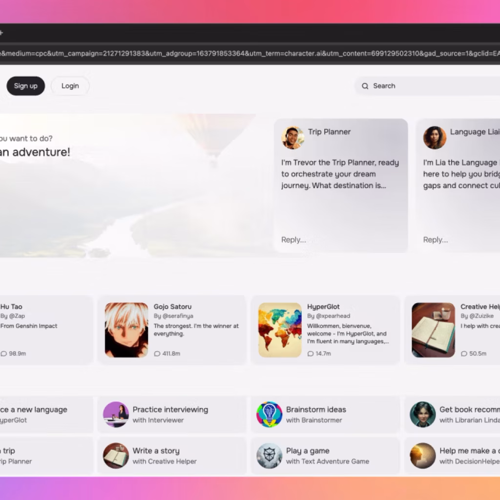 Character.AI interface