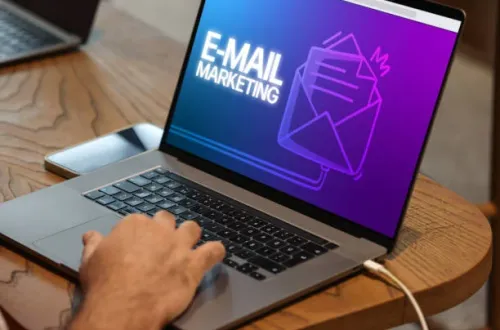 laptop email marketing showing